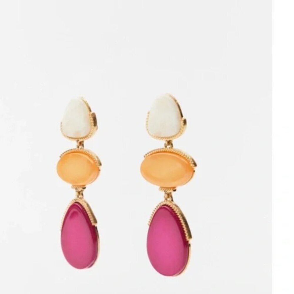 Zara Colorful triple Stone Drop Earrings NWT 🔥✨✨✨